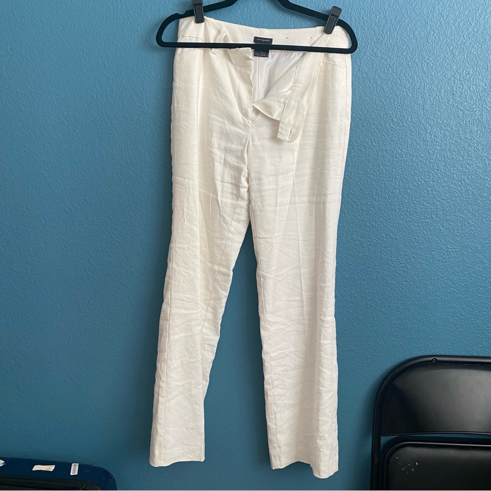 Ann Taylor white linen boot cut pants
